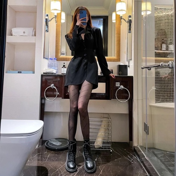 COPY - Black Diamond Logo Words BA Prints Nylon Women’s Pantyhose Stretchy Blac… - Picture 10 of 17